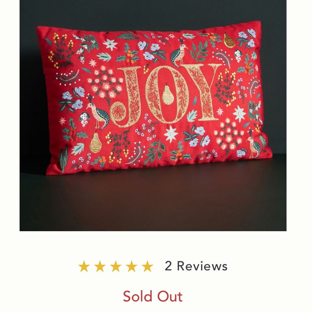 Rifle Paper Co x Anthropologie JOY‎ or NUTCRACKER PILLOW